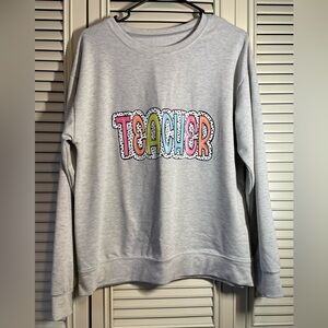 Gray Teacher Graphic Sweatshirt